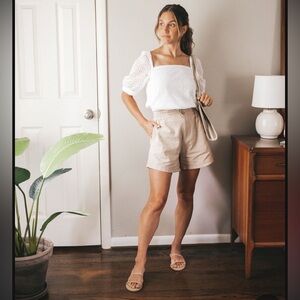 High Waisted Linen Shorts